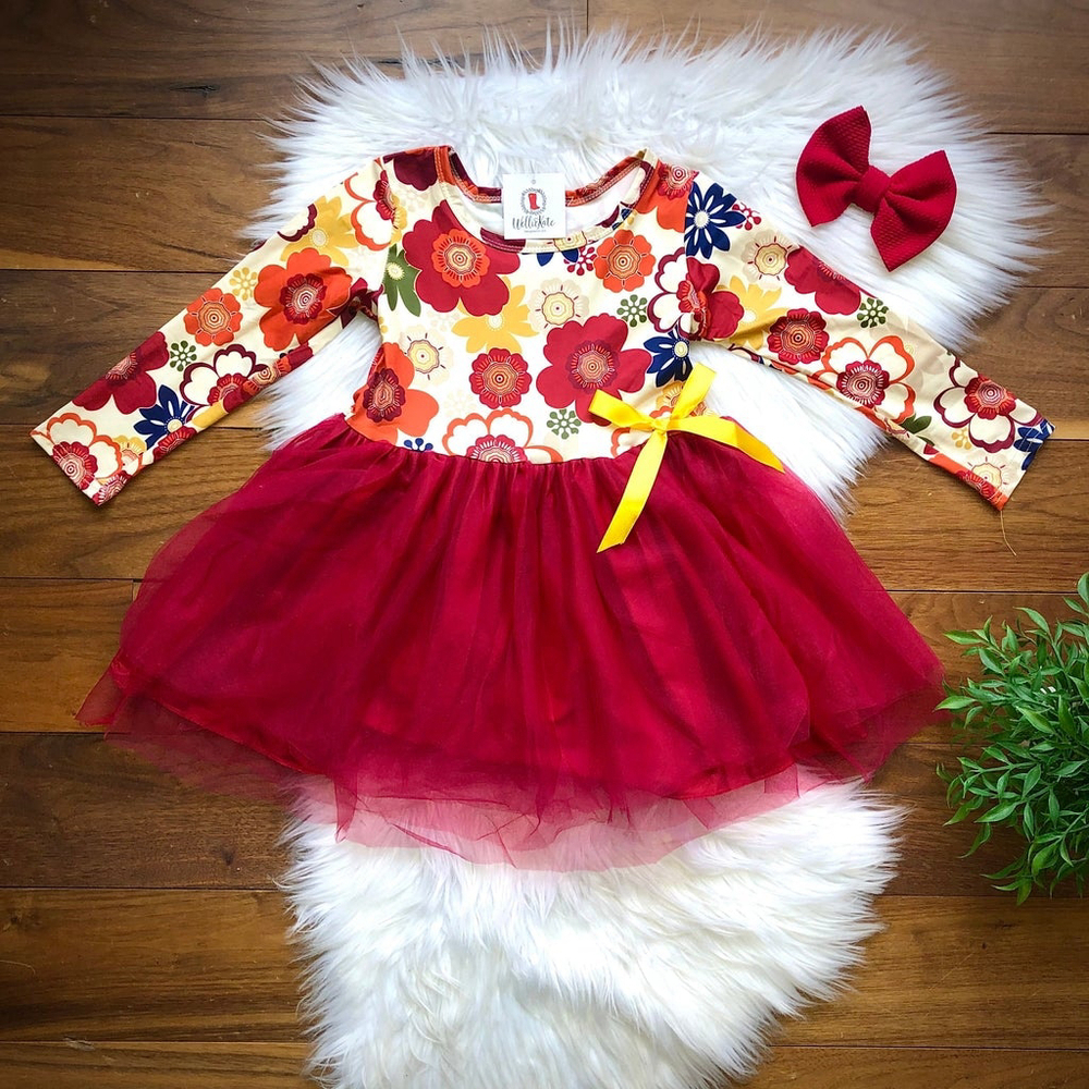 Wellington Designs Retro Floral Tulle Dress, Sz 7/8 NWT
